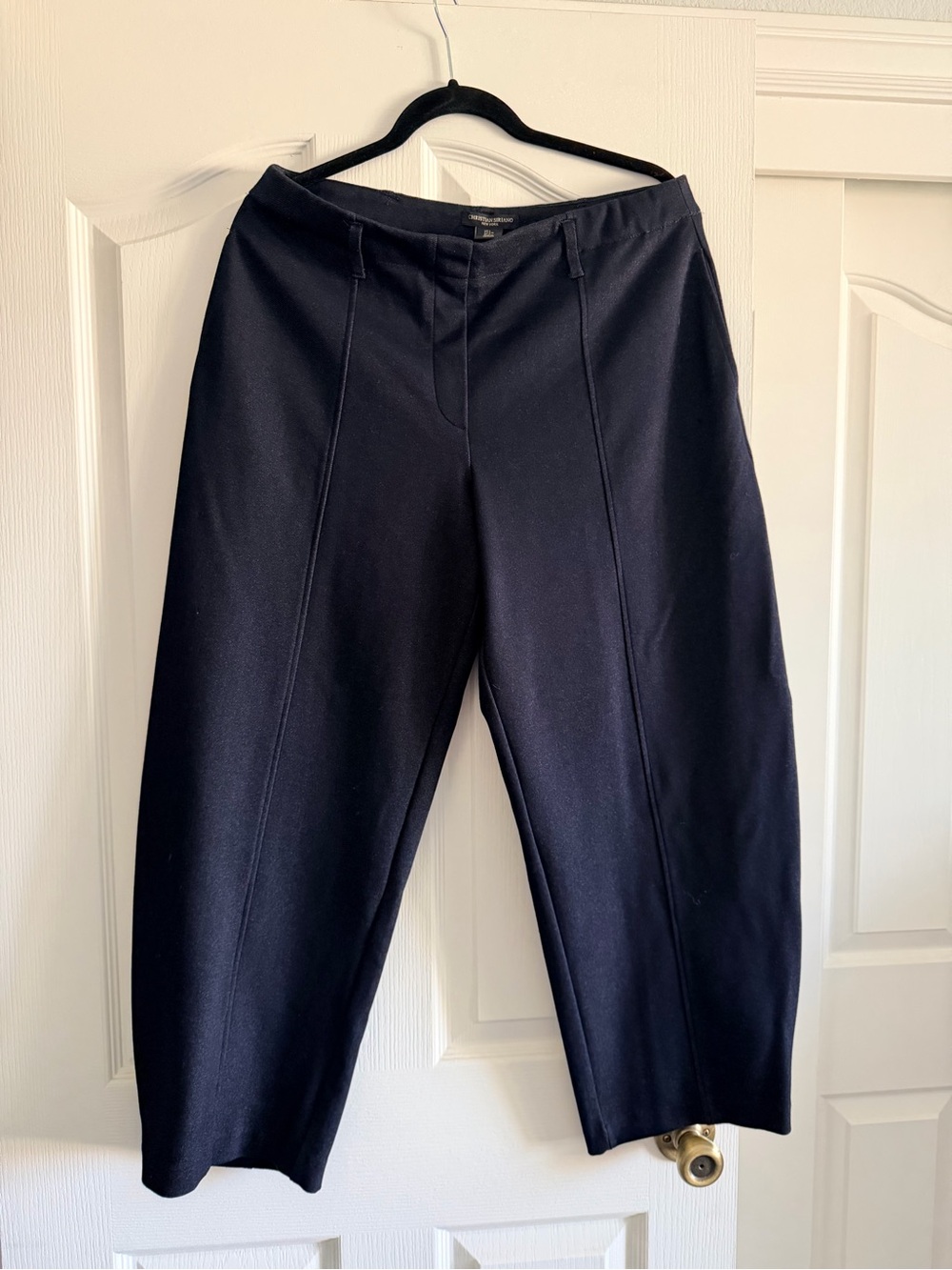 Christian Siriano Navy Barrel  Cropped Trousers
